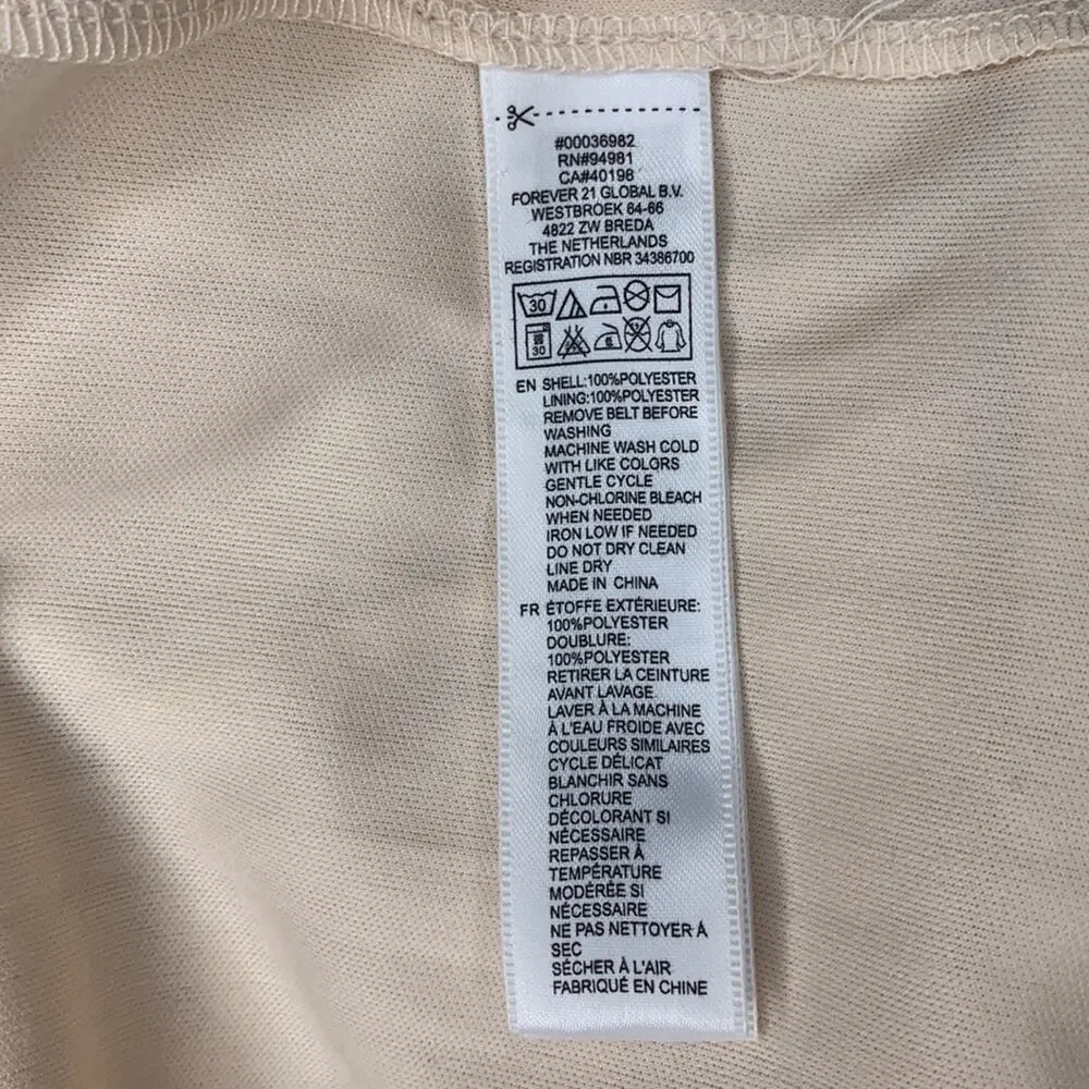 Forever 21 NWT Sheer Dress Sleeveless Cream Hidden Zipper on Back Size S